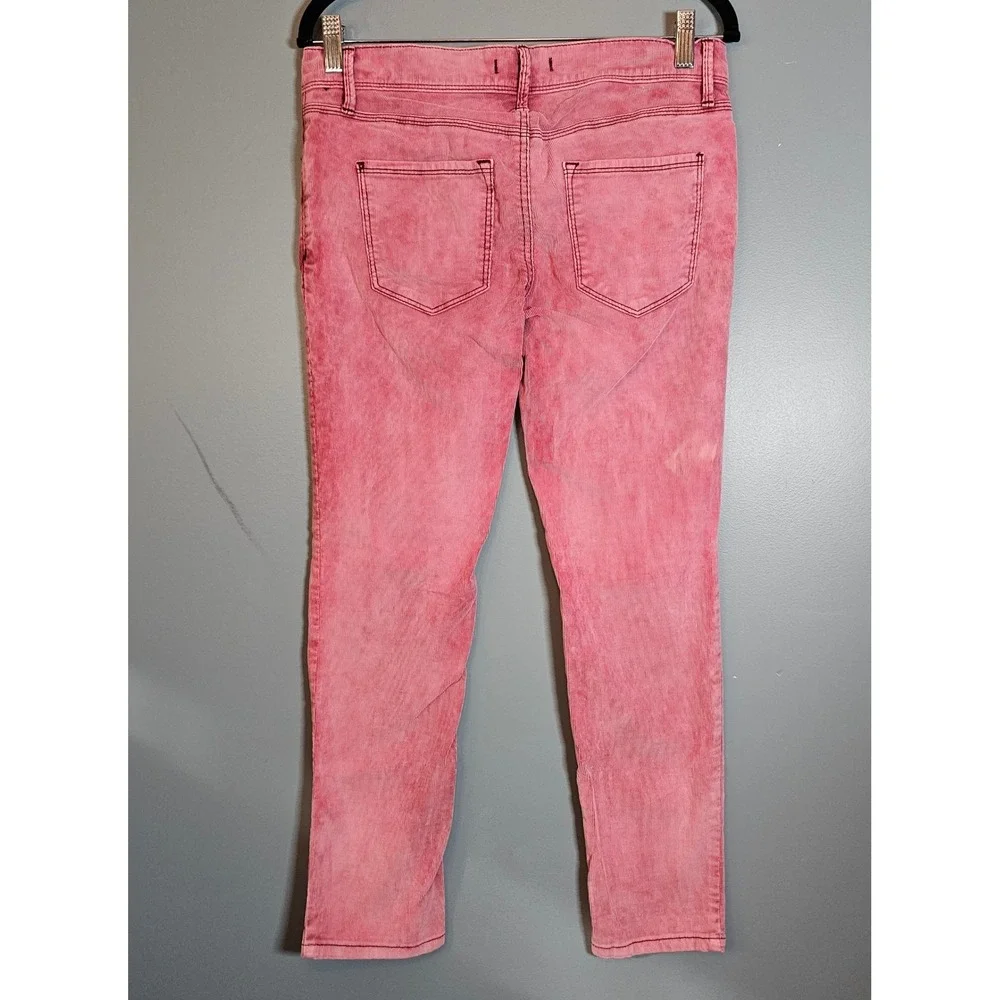 Free People Acid Wash Pink Corduroy Skinny Pants Women's W26 Mid‎ Rise